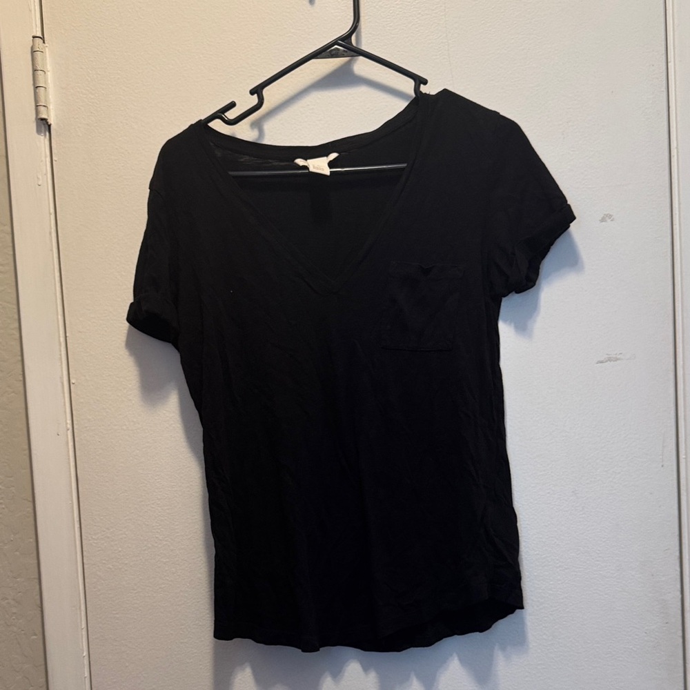 H&M Classic Black V-Neck Pocket Tee